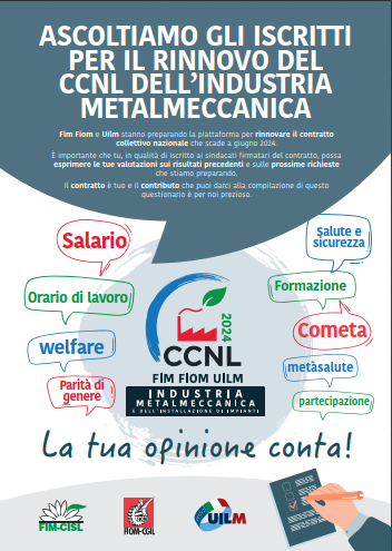 Featured image for “Questionario nazionale per la piattaforma del CCNL industria metalmeccanica”