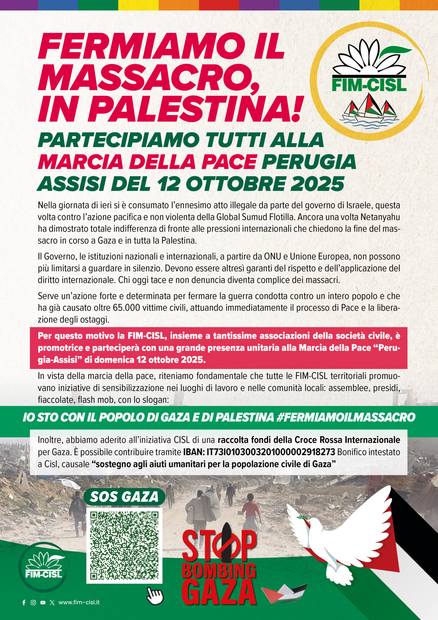 Featured image for “FERMIAMO IL MASSACRO, IN PALESTINA! PARTECIPIAMO TUTTI ALLA MARCIA DELLA PACE PERUGIA ASSISI DEL 12 OTTOBRE 2025”